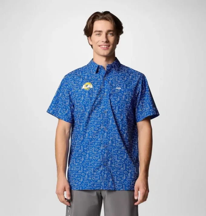 Cămașă cu mânecă scurtă PFG Super Slack Tide™ pentru bărbați – Los Angeles Rams