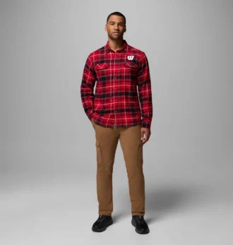 Cămașă cu mâneci lungi din flanelă Men Collegiate Flare Gun™ – Wisconsin