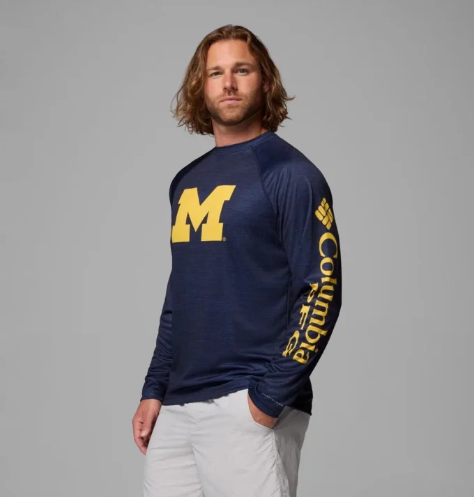 Cămașă cu mâneci lungi Men Collegiate PFG Terminal Tackle™ Heather – Michigan