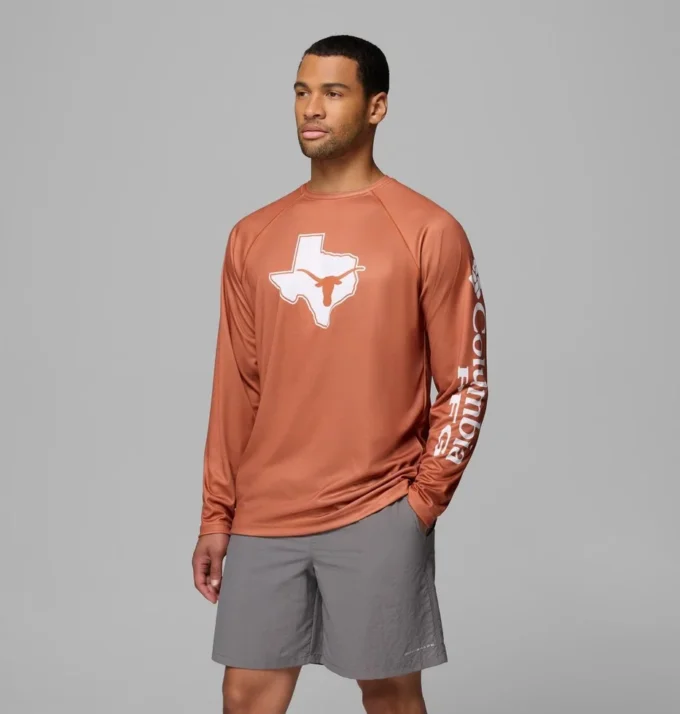 Cămașă cu mâneci lungi Men Collegiate PFG Terminal Tackle™ Heather – Texas