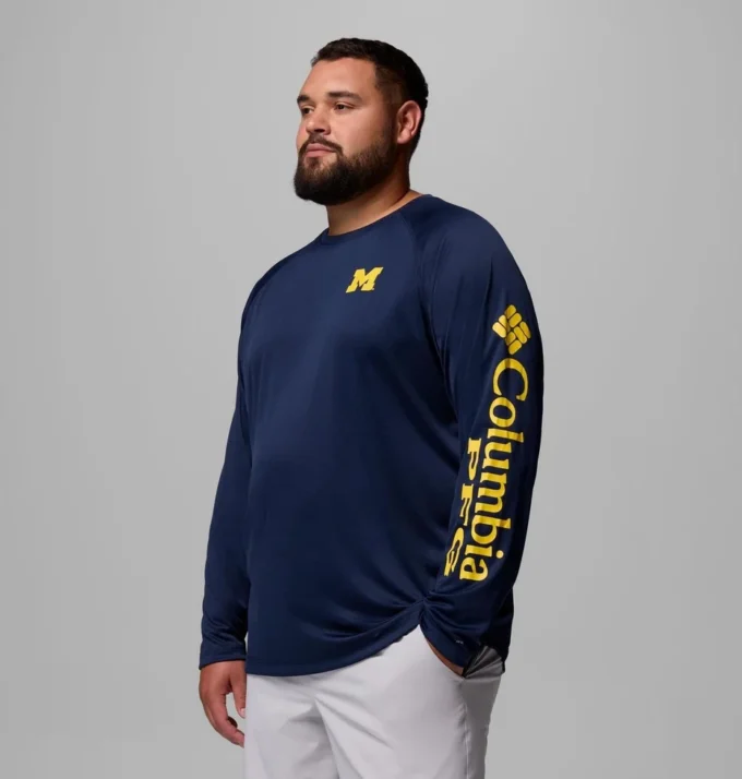 Cămașă cu mâneci lungi pentru bărbați Collegiate PFG Terminal Tackle™ – Mărime mare – Michigan