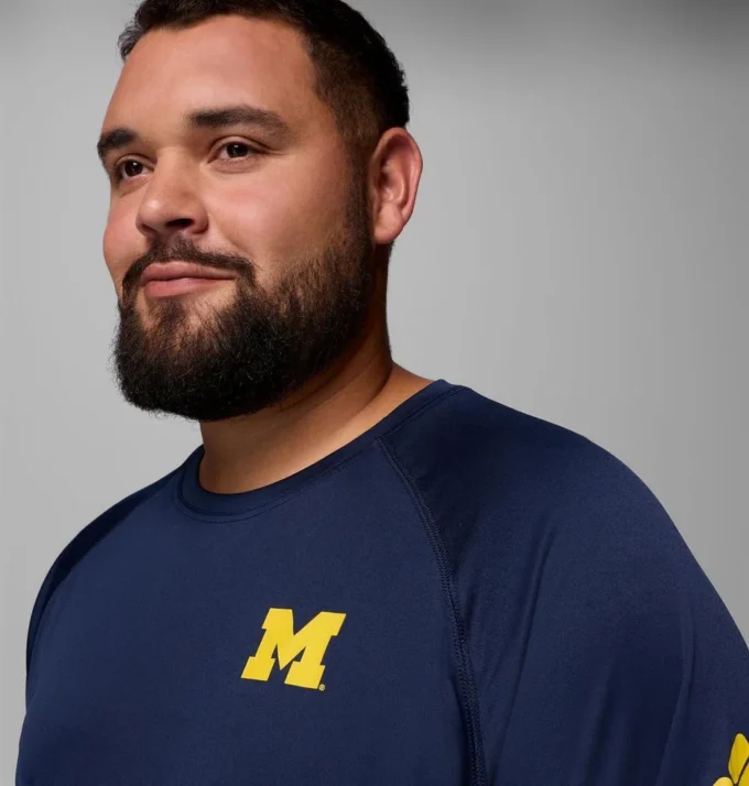 Cămașă cu mâneci lungi pentru bărbați Collegiate PFG Terminal Tackle™ – Mărime mare – Michigan