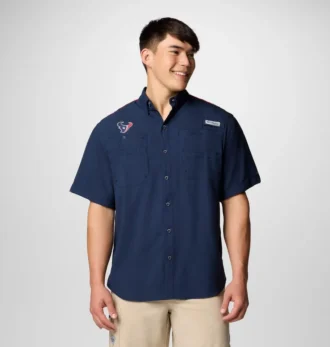 Cămașă cu mâneci scurte PFG Tamiami™ Colorblocked pentru bărbați – Houston Texans