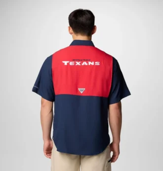 Cămașă cu mâneci scurte PFG Tamiami™ Colorblocked pentru bărbați – Houston Texans