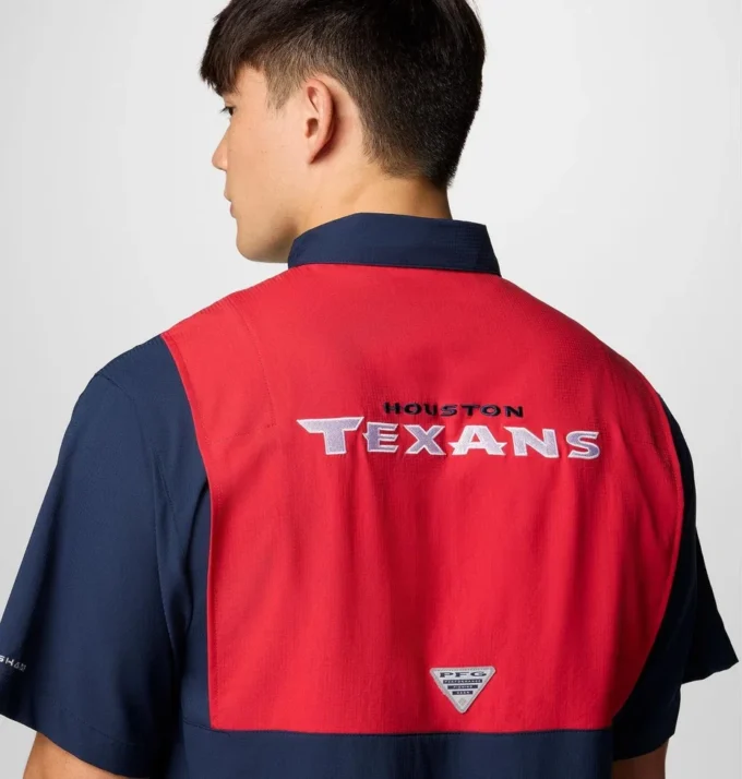 Cămașă cu mâneci scurte PFG Tamiami™ Colorblocked pentru bărbați – Houston Texans