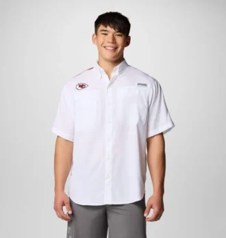 Cămașă cu mâneci scurte PFG Tamiami™ Colorblocked pentru bărbați – Kansas City Chiefs