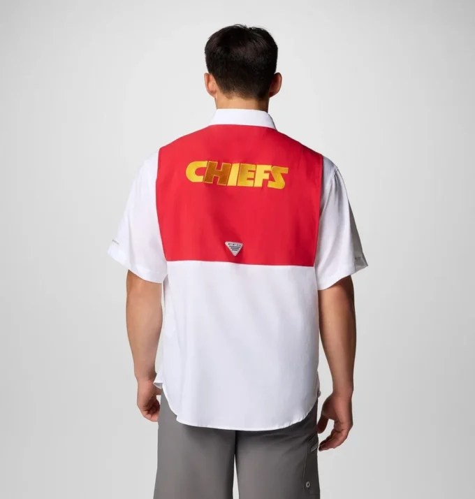 Cămașă cu mâneci scurte PFG Tamiami™ Colorblocked pentru bărbați – Kansas City Chiefs