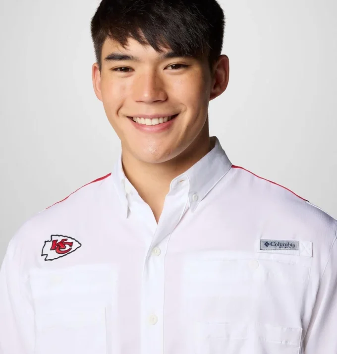 Cămașă cu mâneci scurte PFG Tamiami™ Colorblocked pentru bărbați – Kansas City Chiefs