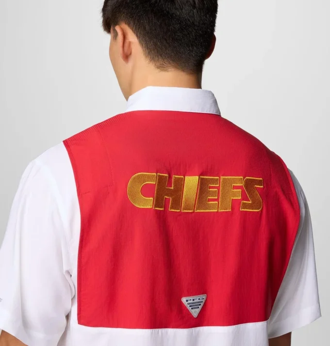 Cămașă cu mâneci scurte PFG Tamiami™ Colorblocked pentru bărbați – Kansas City Chiefs