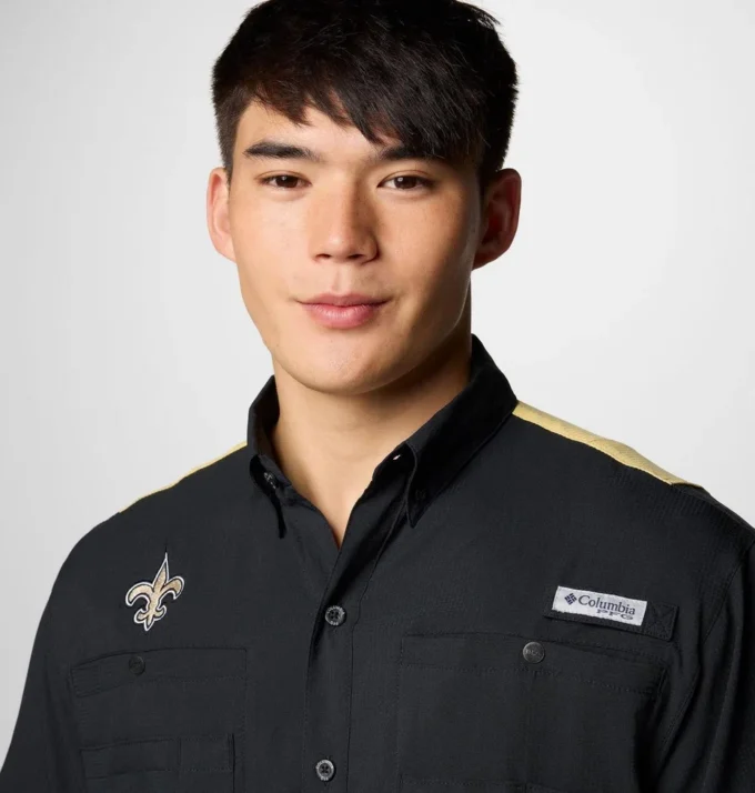 Cămașă cu mâneci scurte PFG Tamiami™ Colorblocked pentru bărbați – New Orleans Saints