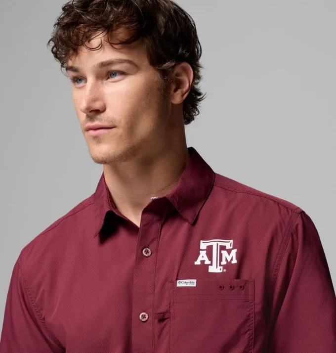 Cămașă pentru bărbați Collegiate PFG Slack Tide™ Camp – Texas A&M Cămașă pentru bărbați Collegiate PFG Slack Tide™ Camp – Texas A&M