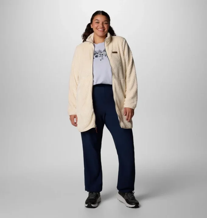 Jacheta lungă din fleece cu fermoar integral pentru femei Fire Side™ – Mărime mare
