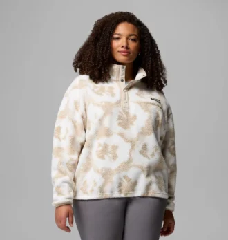 Pulover cropped din fleece cu imprimeu Helvetia™ II pentru femei, cu jumătate de nasturi