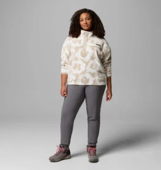 Pulover cropped din fleece cu imprimeu Helvetia™ II pentru femei, cu jumătate de nasturi