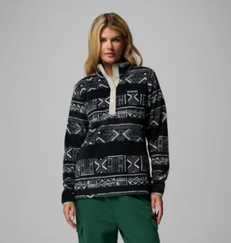 Pulover din fleece cu jumătate de nasturi și imprimeu Benton Springs™ pentru femei
