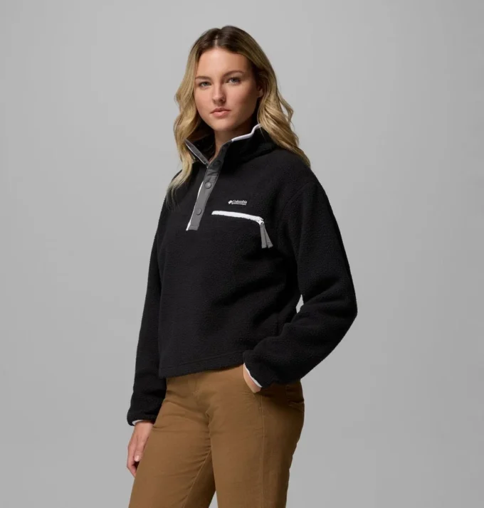Pulover scurt din fleece cu jumătate de nasturi pentru femei Helvetia™ II