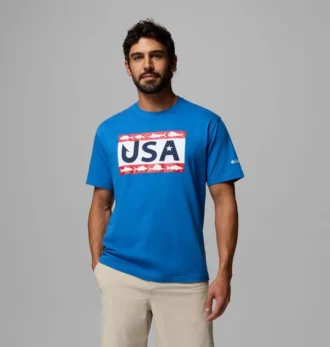 Tricou pentru bărbați PFG™ Silver Bank Americana Hook Flag